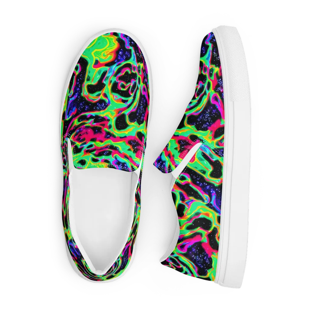 Galactic Ooze on Men's Slip-On Canvas Shoes — Front