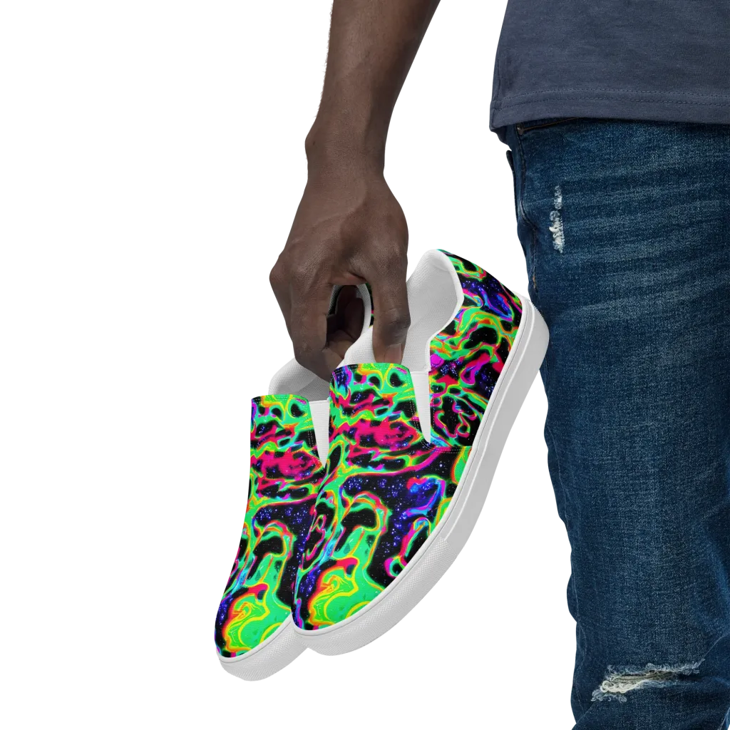 Galactic Ooze on Men's Slip-On Canvas Shoes — Left Front