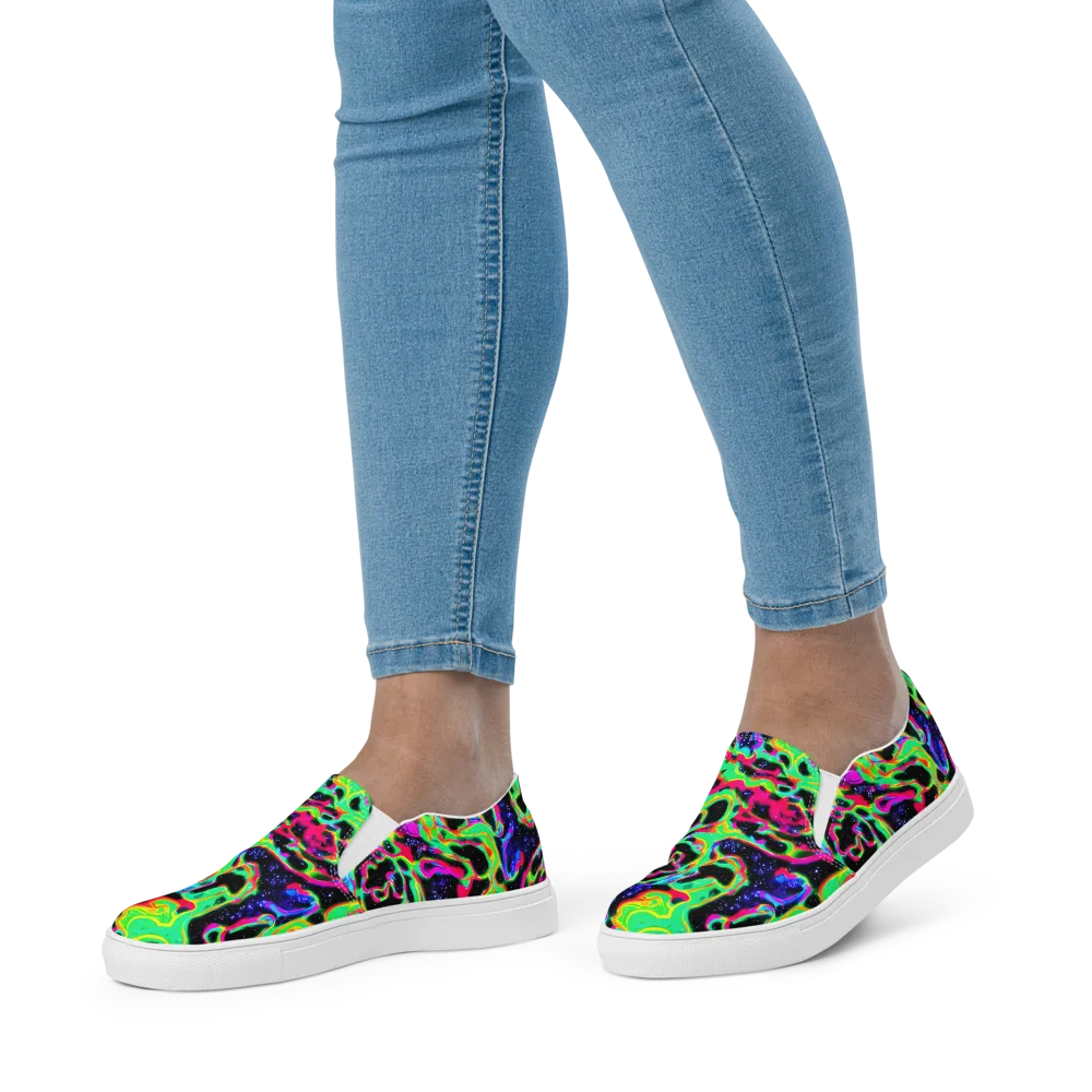 Galactic Ooze on Women's Slip-On Canvas Shoes — Front