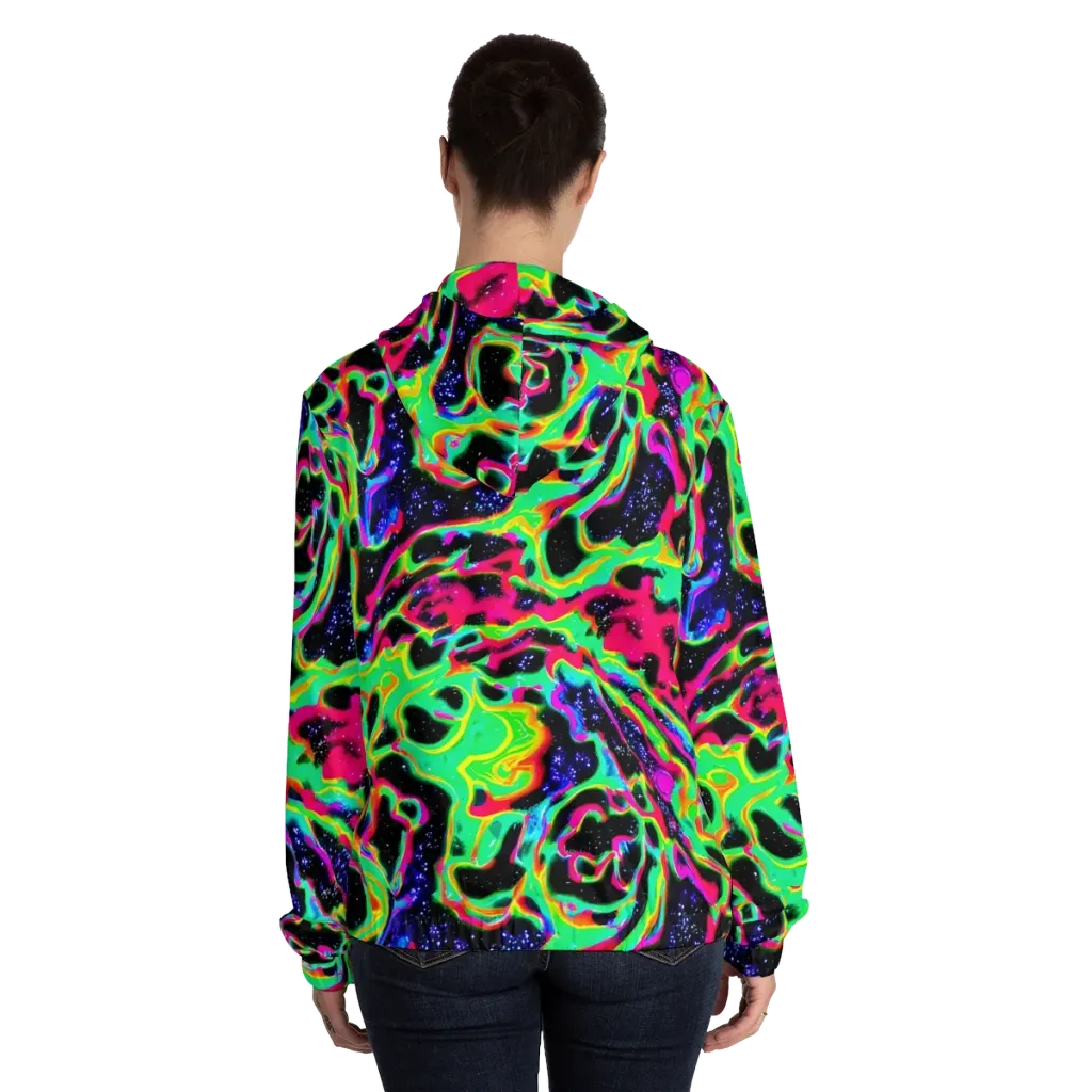 Galactic Ooze on Women's Full-Zip Hoodie — Back On Person