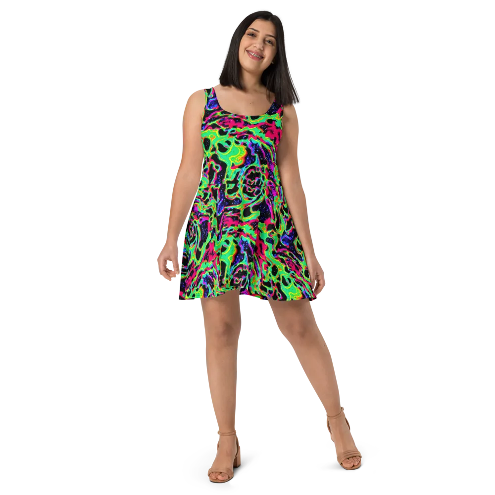 Galactic Ooze on Skater Dress — Front