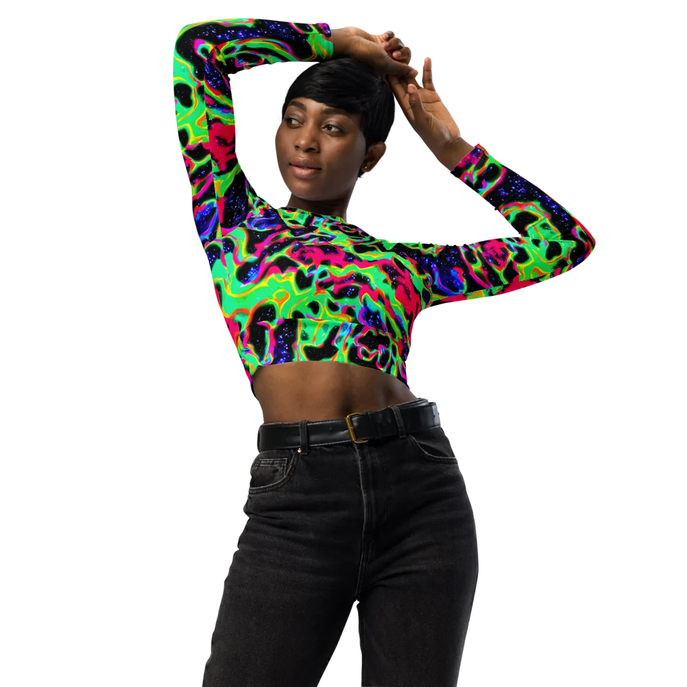 Galactic Ooze on Long Sleeve Crop Top — Front