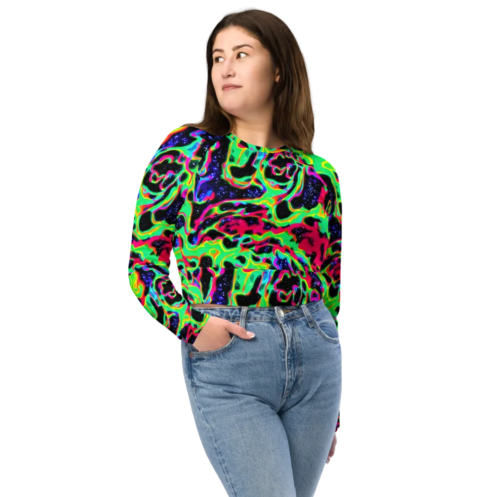 Galactic Ooze on Long Sleeve Crop Top — Front