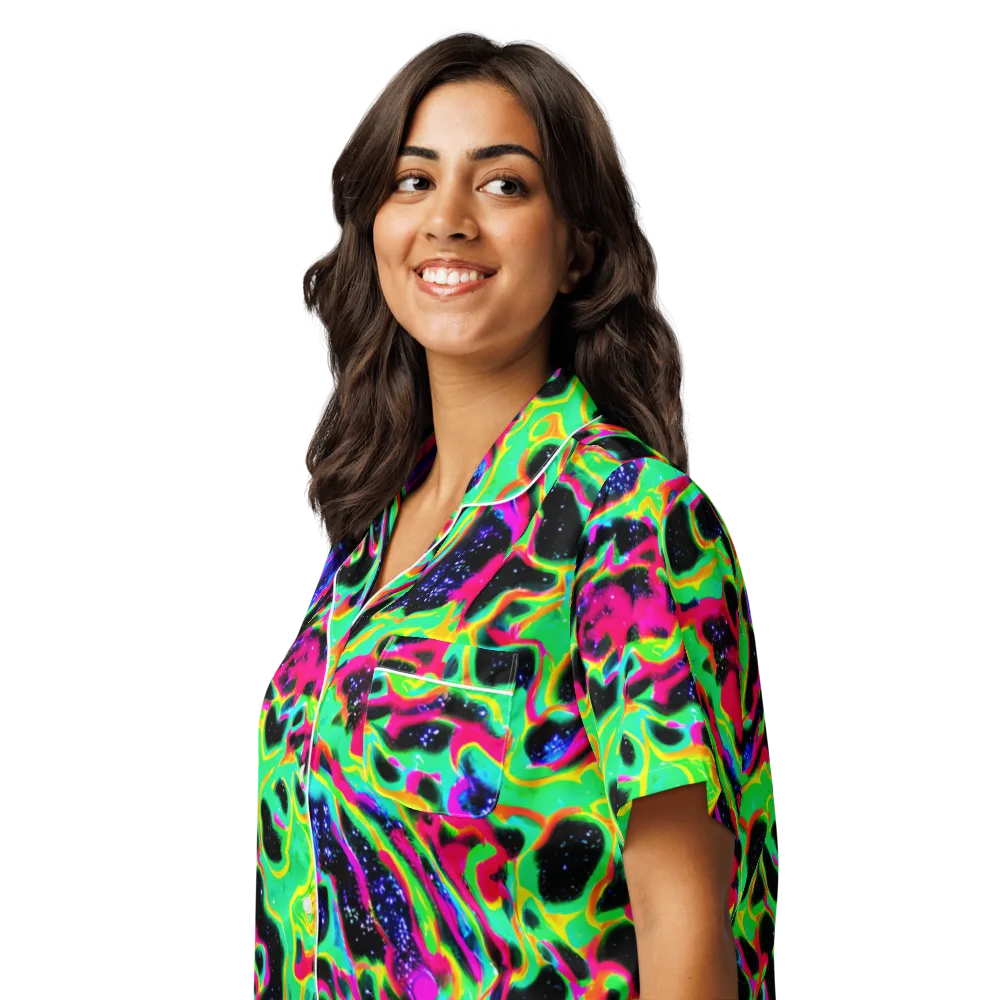 Galactic Ooze on Women's Short Sleeve Pajama Top — Left Front