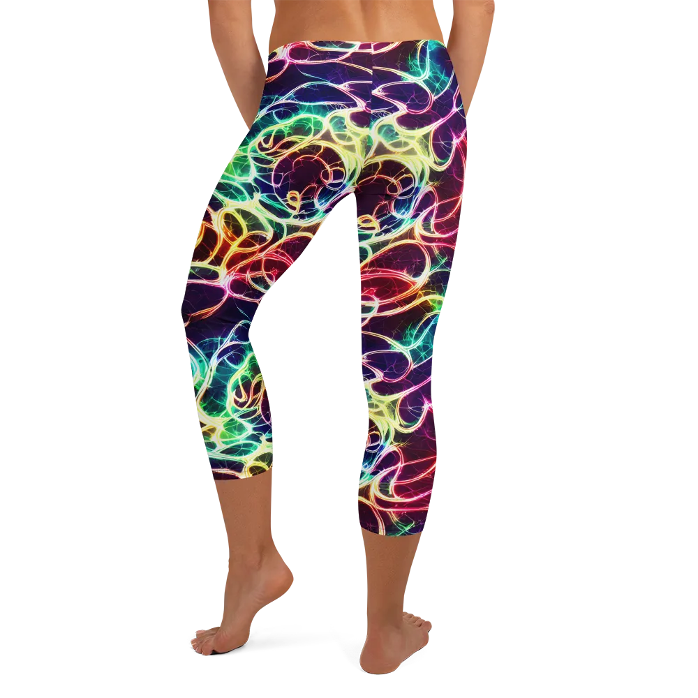 Electric Lace on Capri Leggings — Back