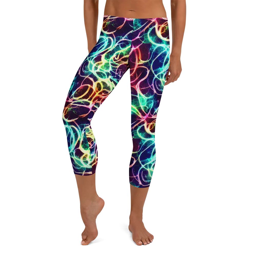 Electric Lace on Capri Leggings — Front