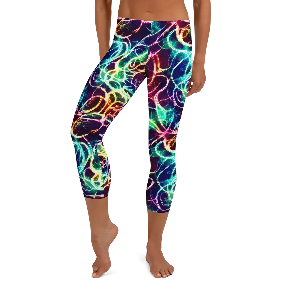 Electric Lace on Capri Leggings — Front