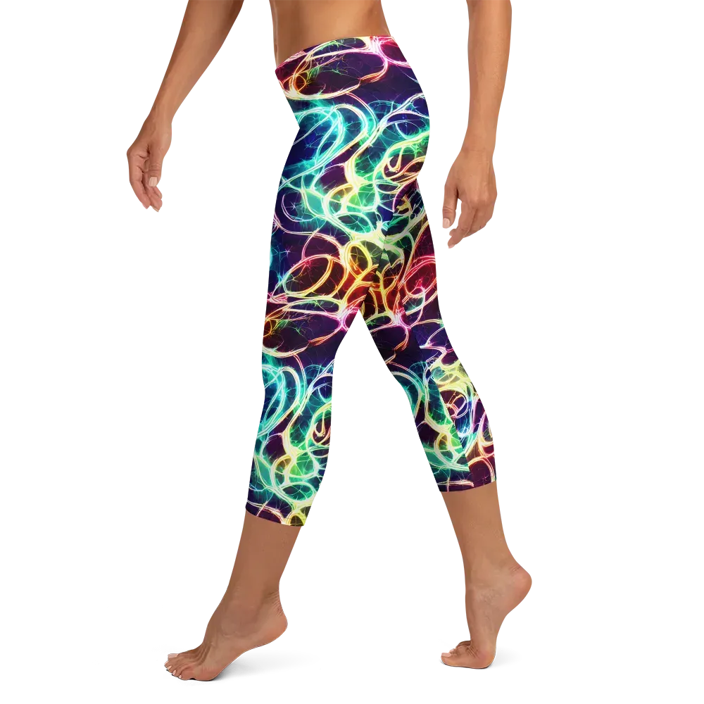 Electric Lace on Capri Leggings — Left