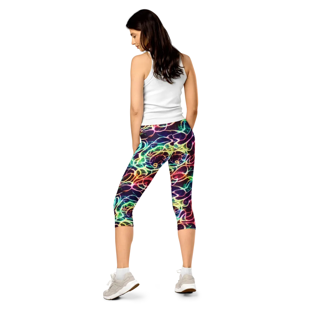 Electric Lace on Capri Leggings — Back