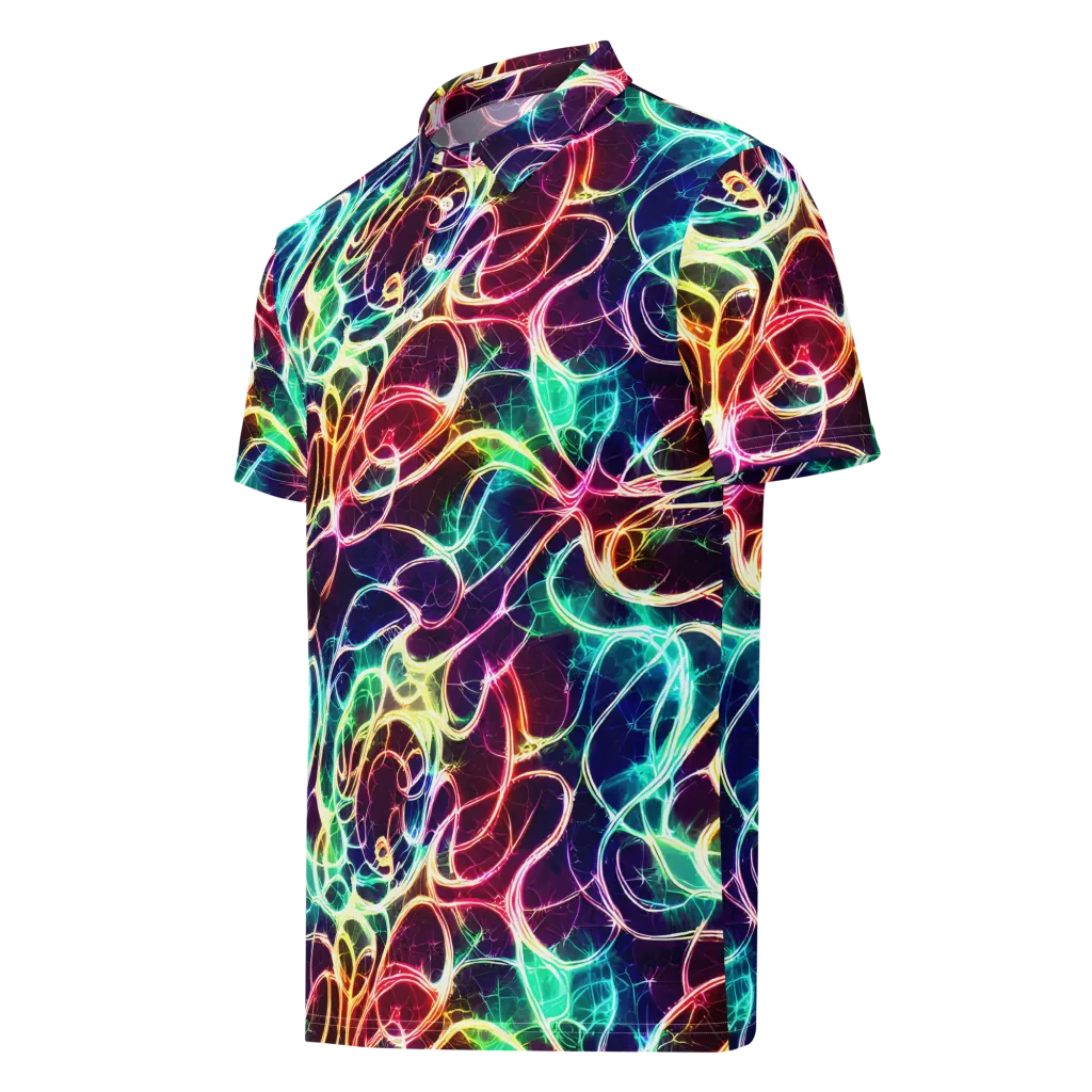 Electric Lace on Men's Slim Fit Polo Shirt — Left Front