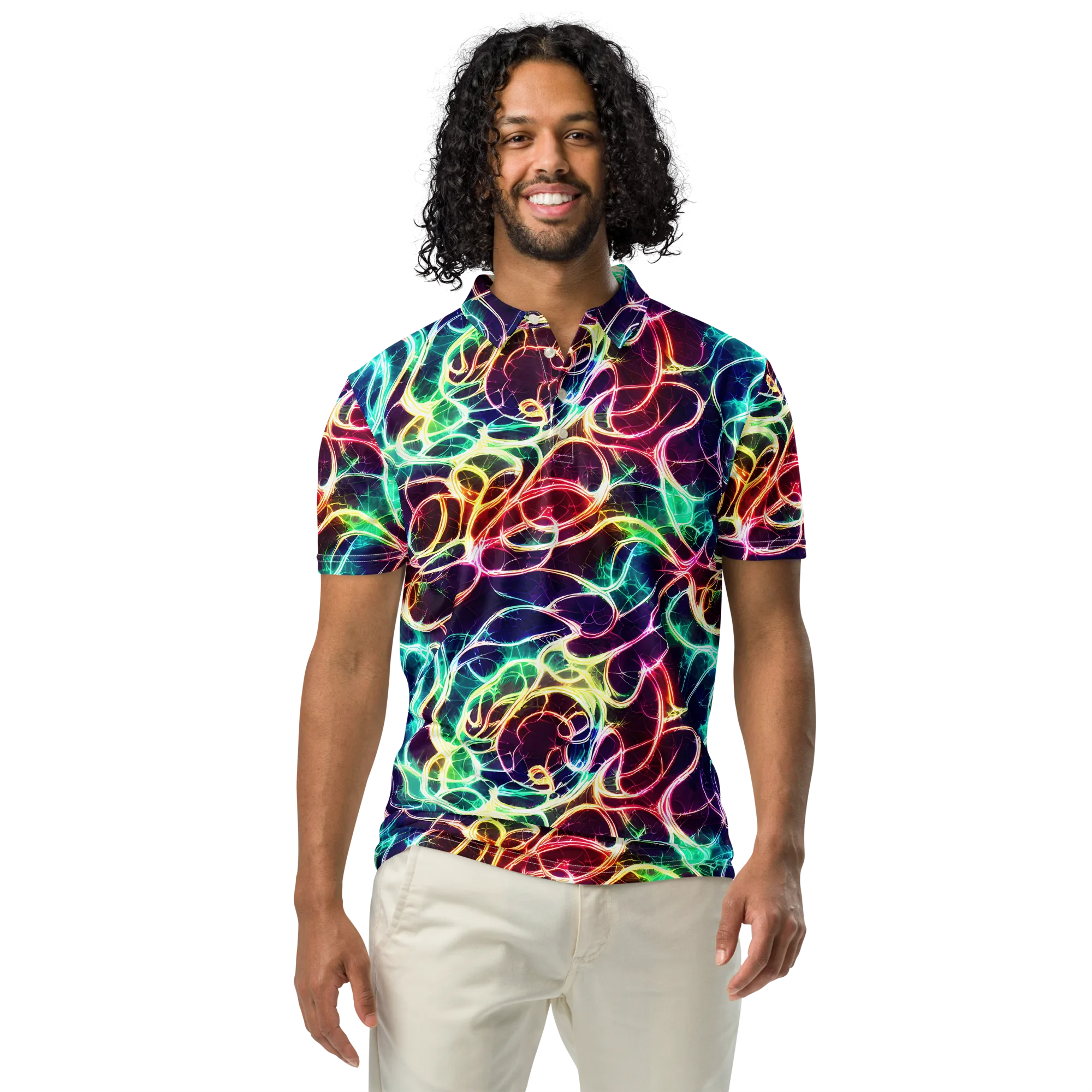 Electric Lace on Men's Slim Fit Polo Shirt — Front