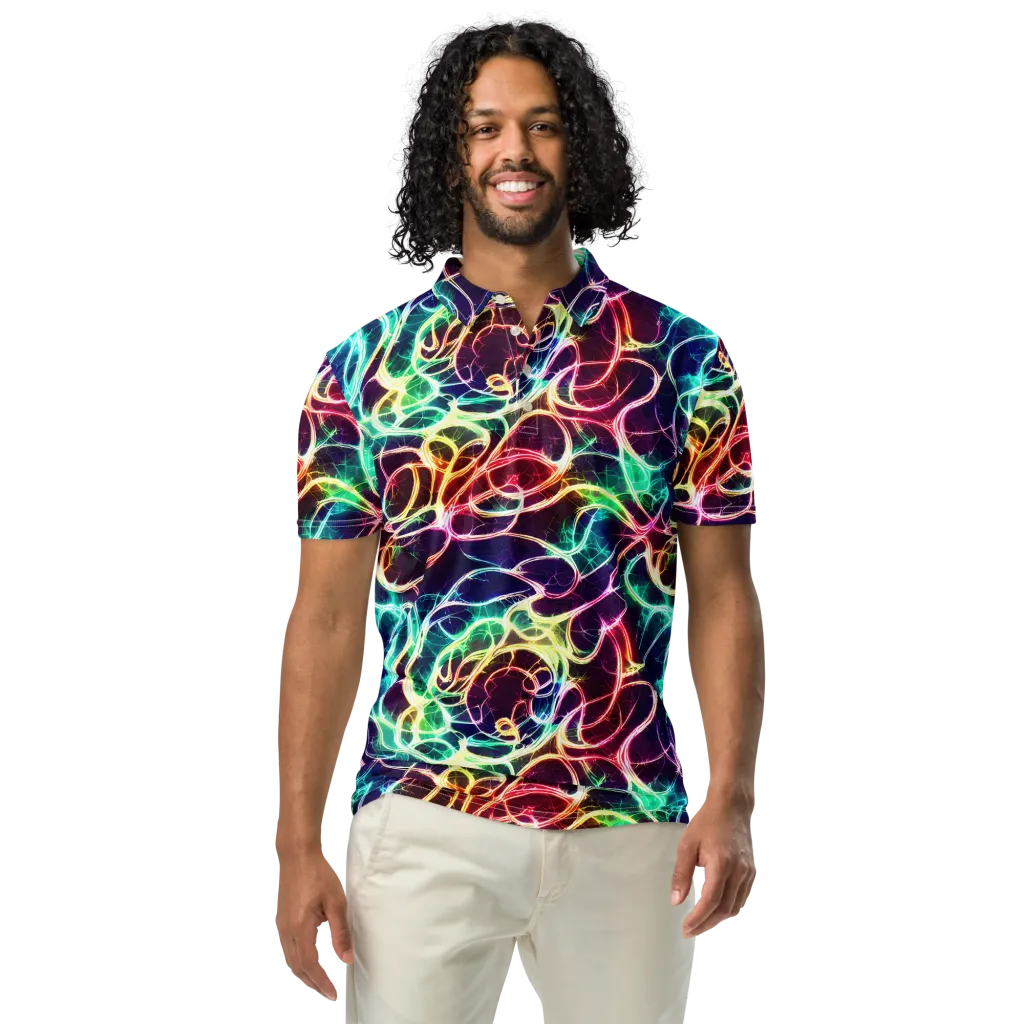 Electric Lace on Men's Slim Fit Polo Shirt — Front