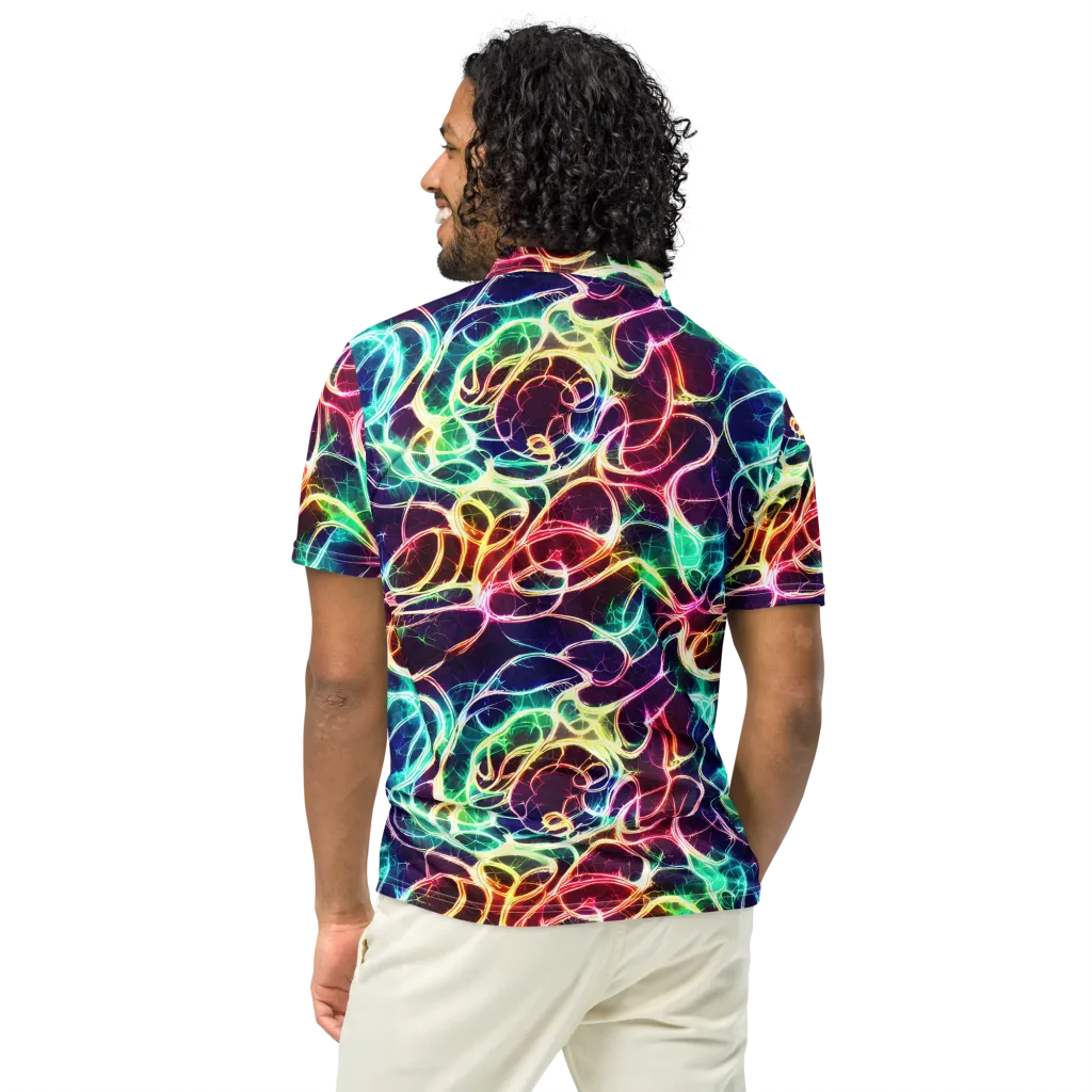 Electric Lace on Men's Slim Fit Polo Shirt — Back