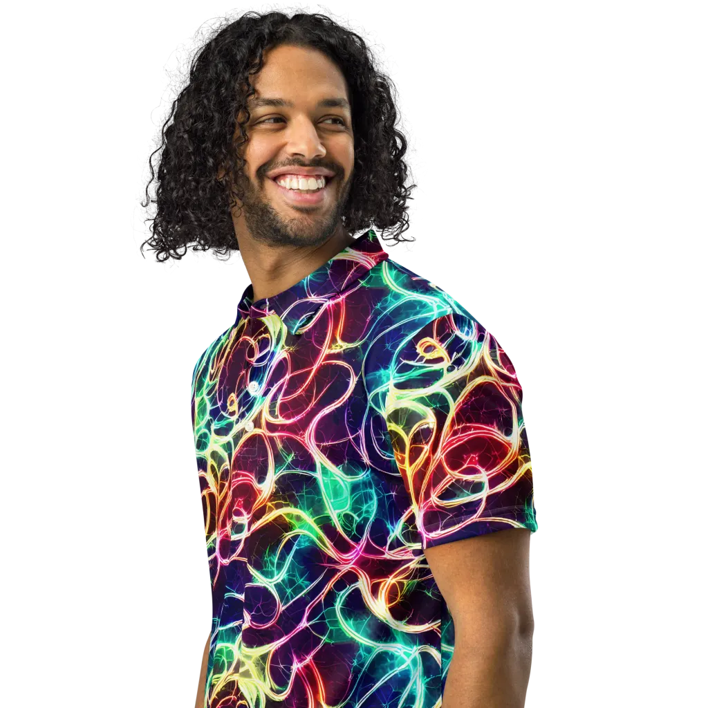 Electric Lace on Men's Slim Fit Polo Shirt — Left Front