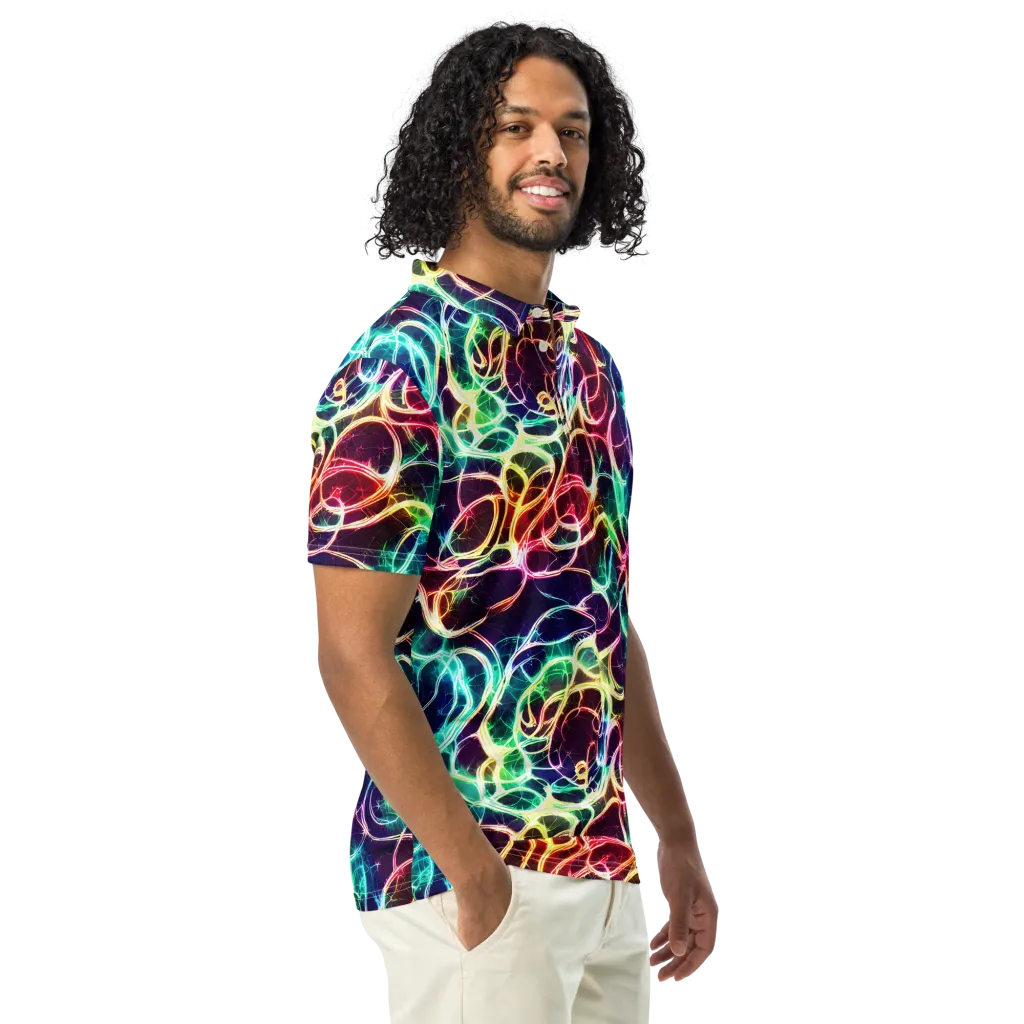 Electric Lace on Men's Slim Fit Polo Shirt — Right Front