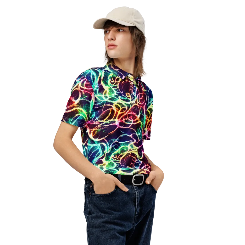 Electric Lace on Men's Slim Fit Polo Shirt — Right Front