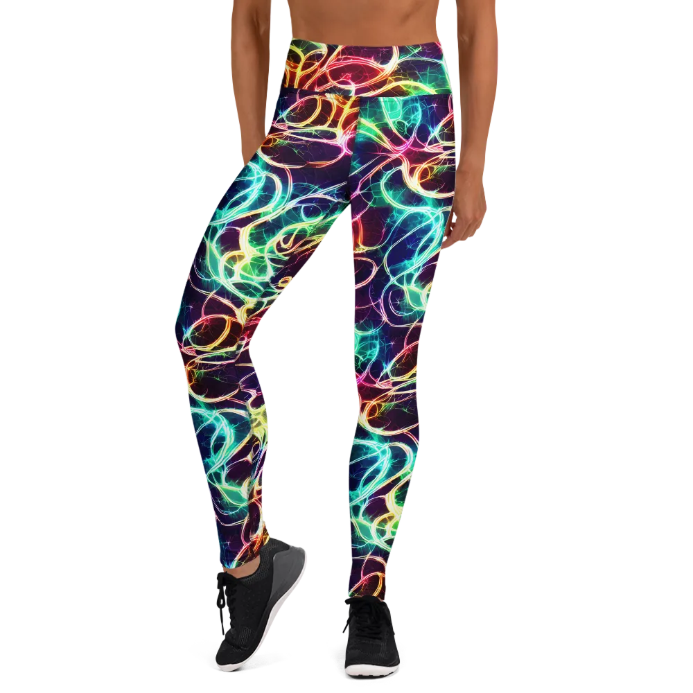 Electric Lace on Yoga Leggings — Front