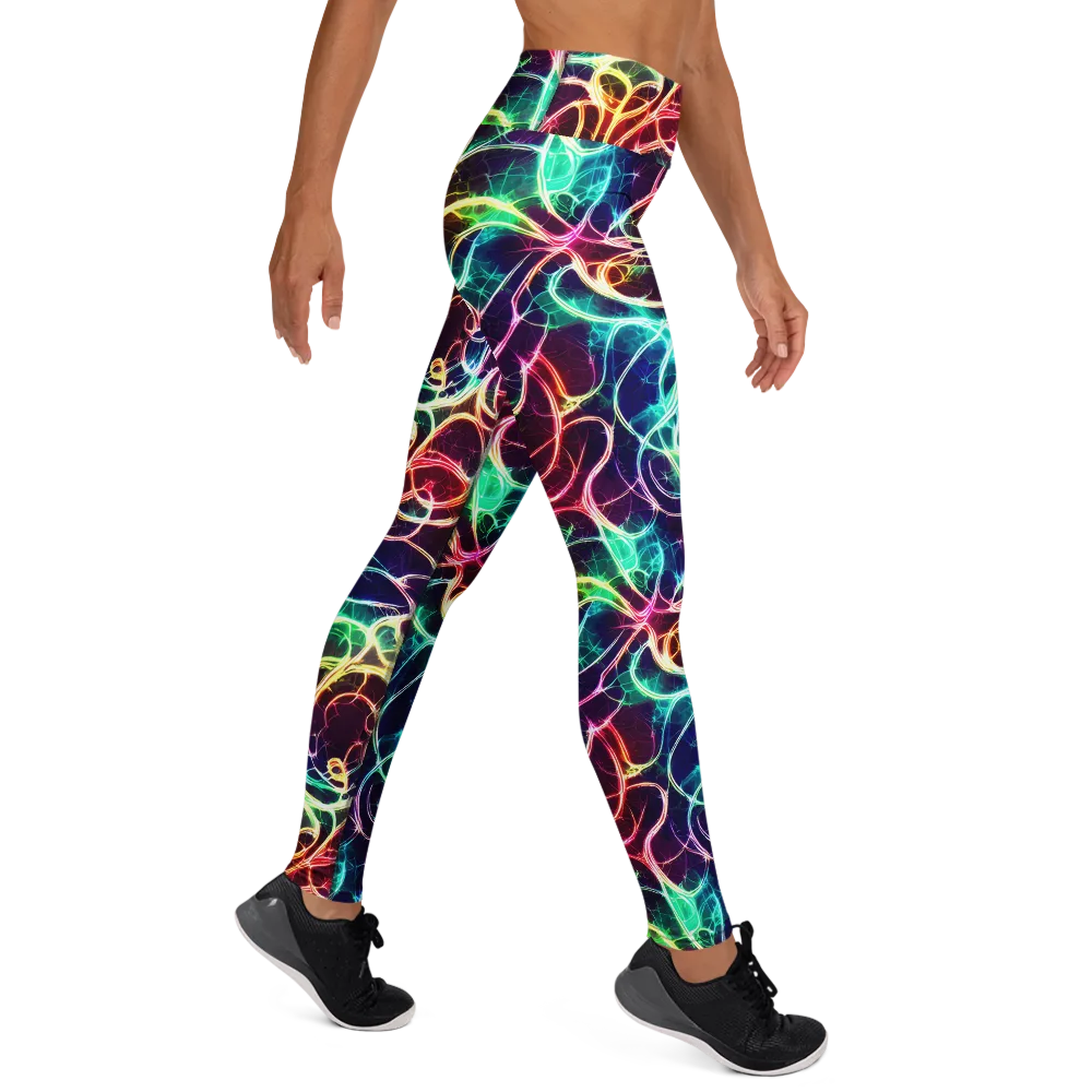 Electric Lace on Yoga Leggings — Right