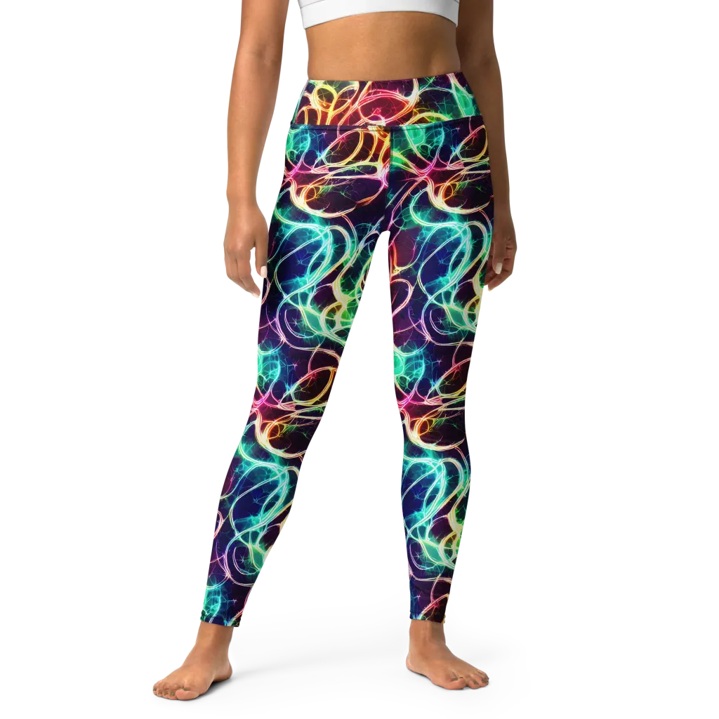 Electric Lace on Yoga Leggings — Front