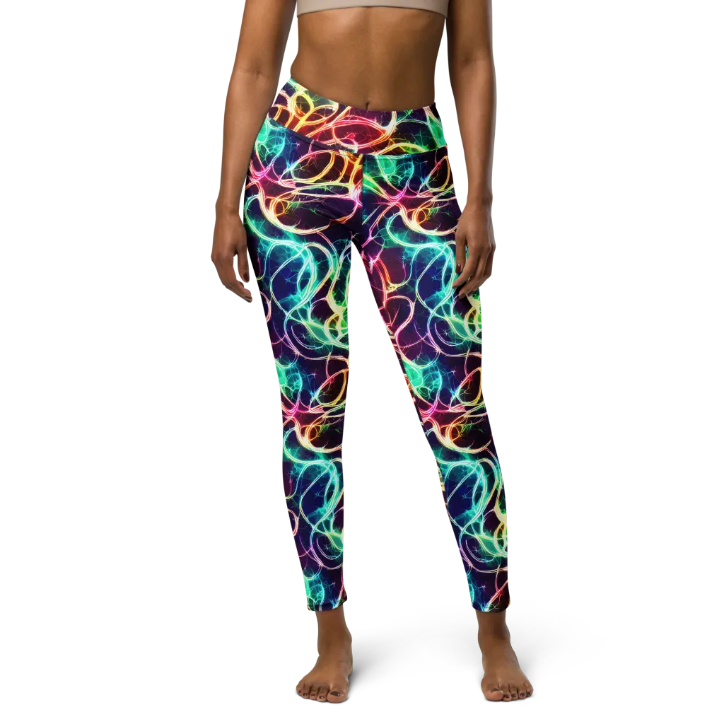 Electric Lace on Yoga Leggings — Front