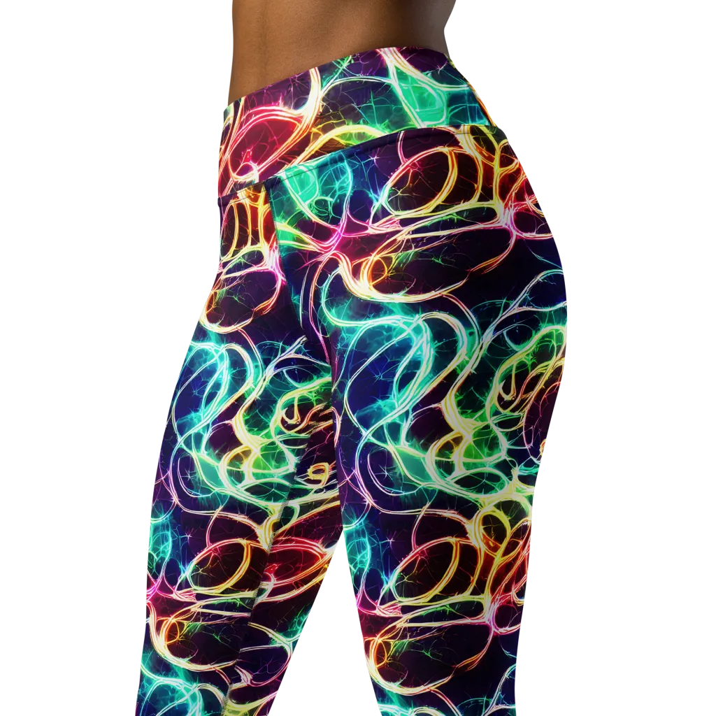 Electric Lace on Yoga Leggings — Left Front