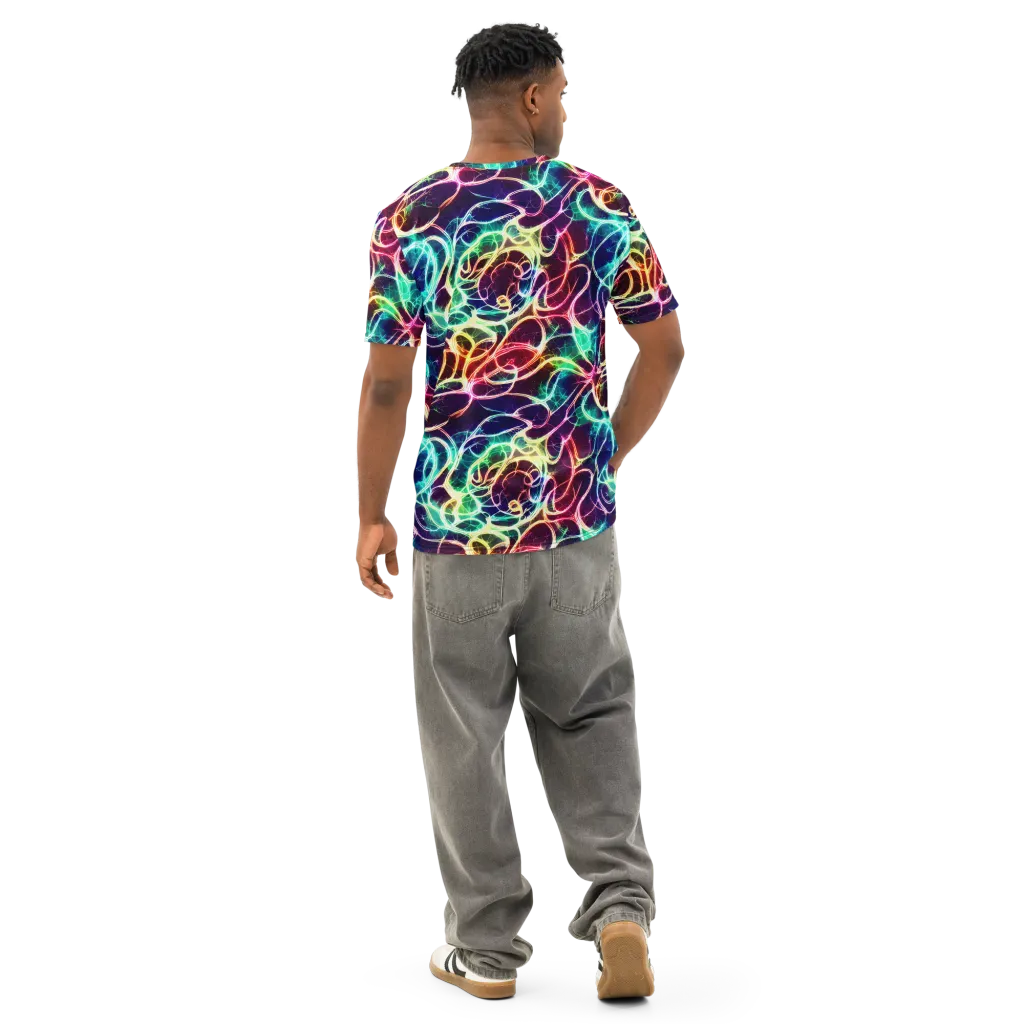 Electric Lace on Men's Cotton Crew Neck T-Shirt — Back