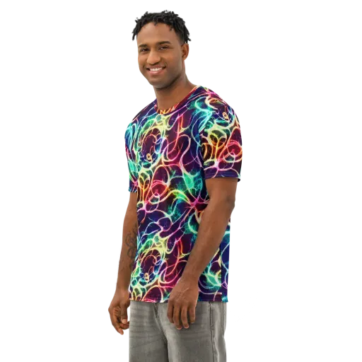 Electric Lace on a Men's Cotton Crew Neck T-Shirt