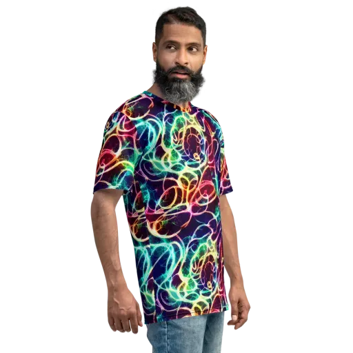 Electric Lace on a Men's Crew Neck T-Shirt