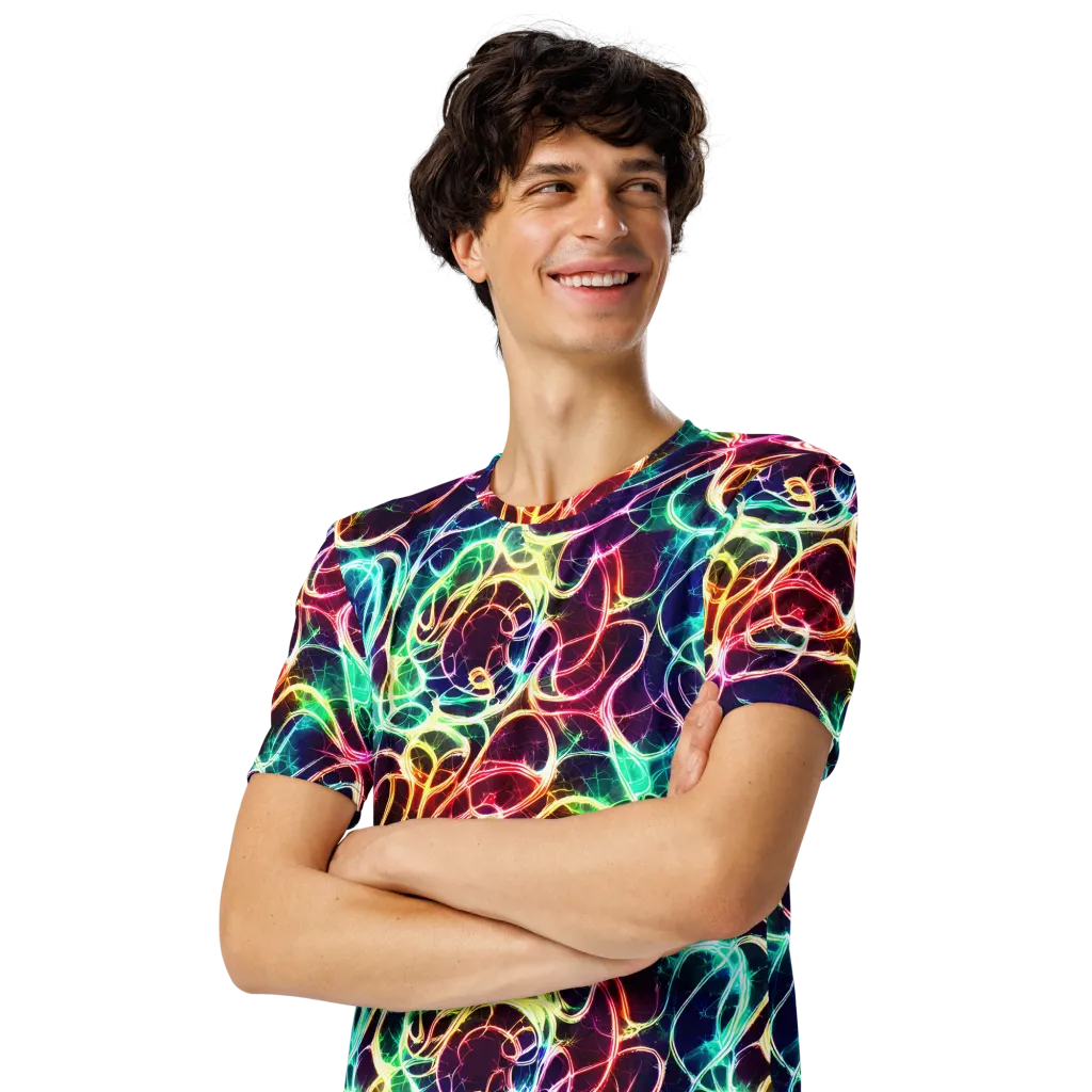 Electric Lace on Men's Crew Neck T-Shirt — Left Front