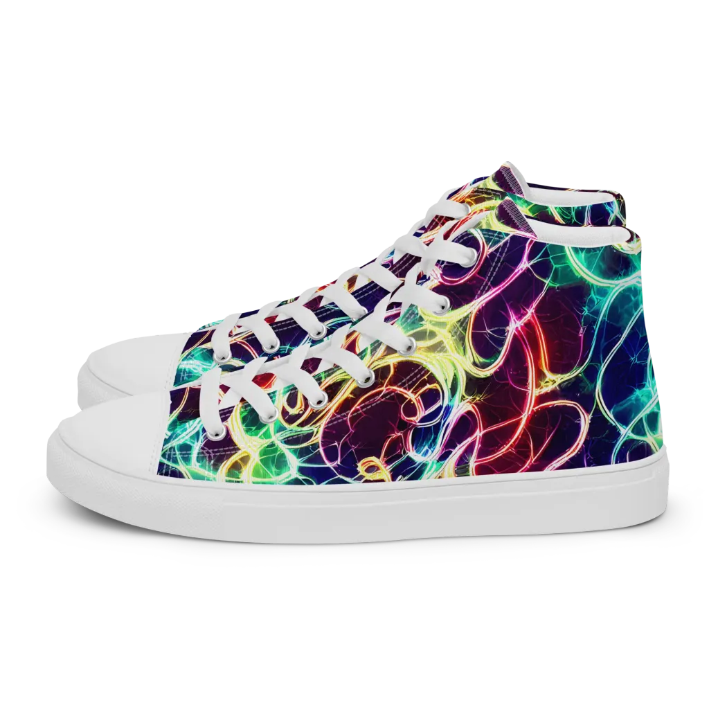 Electric Lace on Men's High Top Canvas Shoes — Left