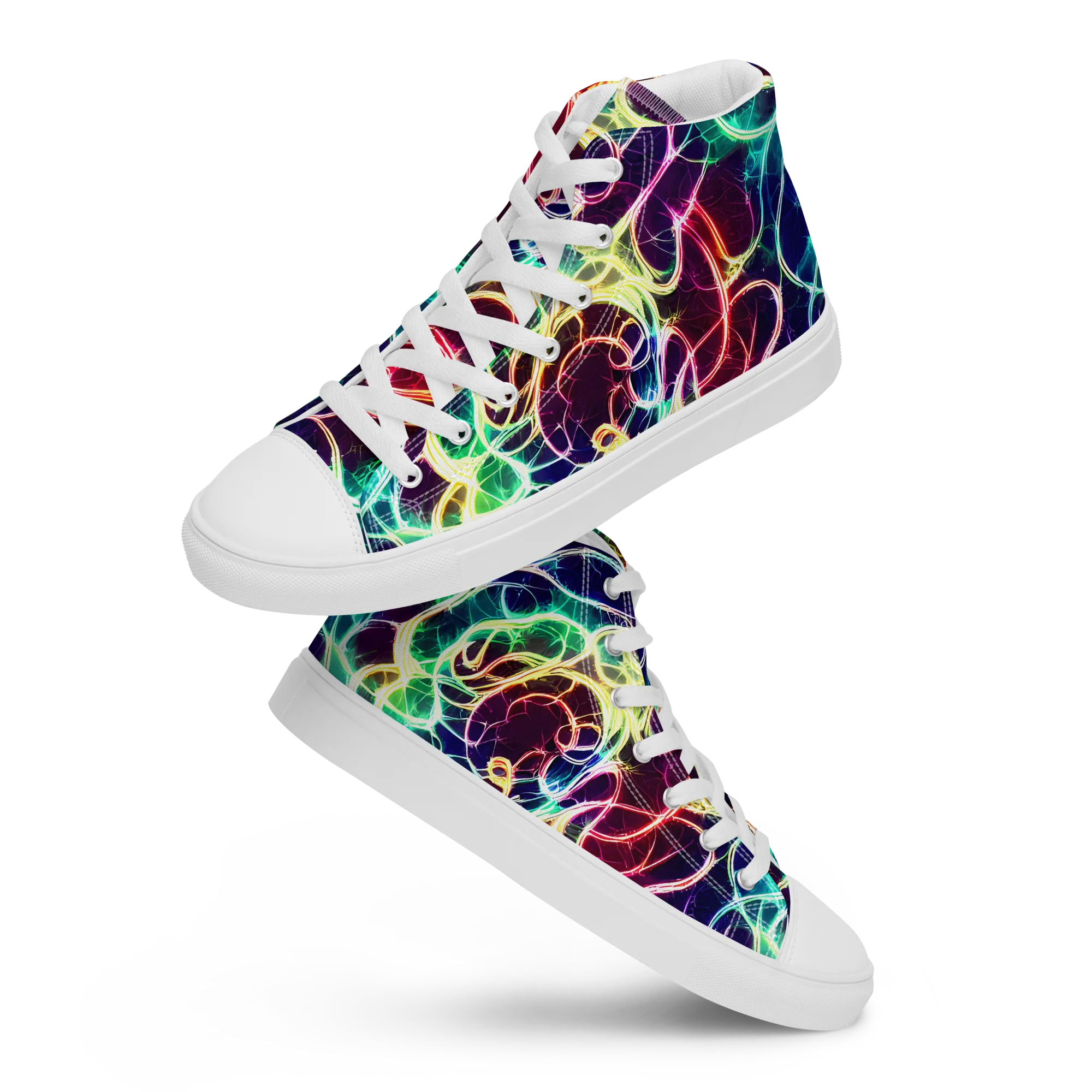 Electric Lace on Men's High Top Canvas Shoes — Front