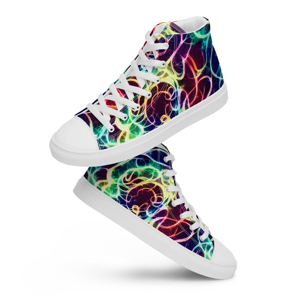 Electric Lace on Men's High Top Canvas Shoes — Front