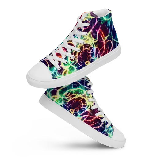 Electric Lace on a Men's High Top Canvas Shoes