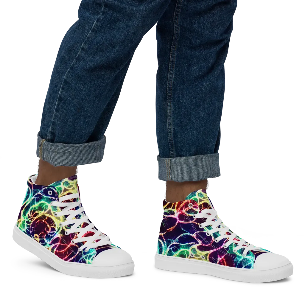Electric Lace on Men's High Top Canvas Shoes — Right