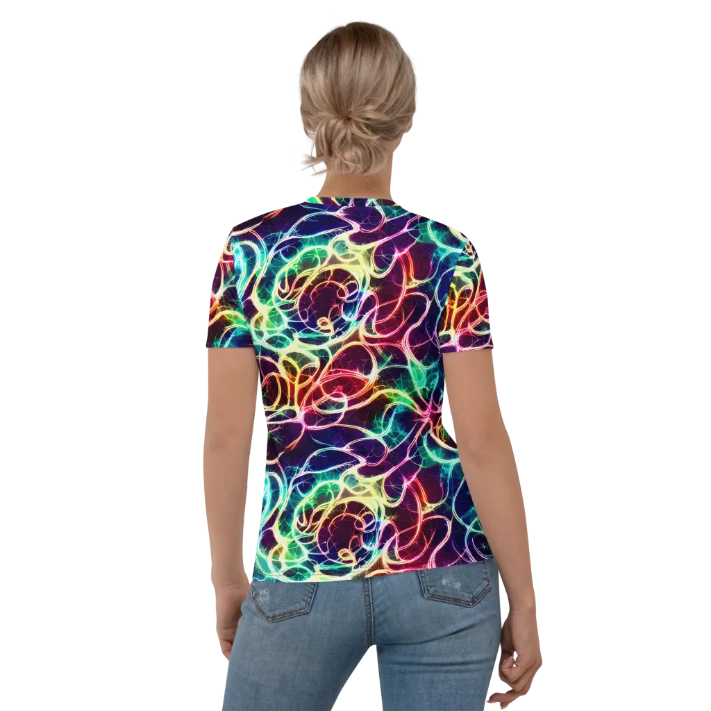Electric Lace on Women's Crew Neck T-Shirt — Back
