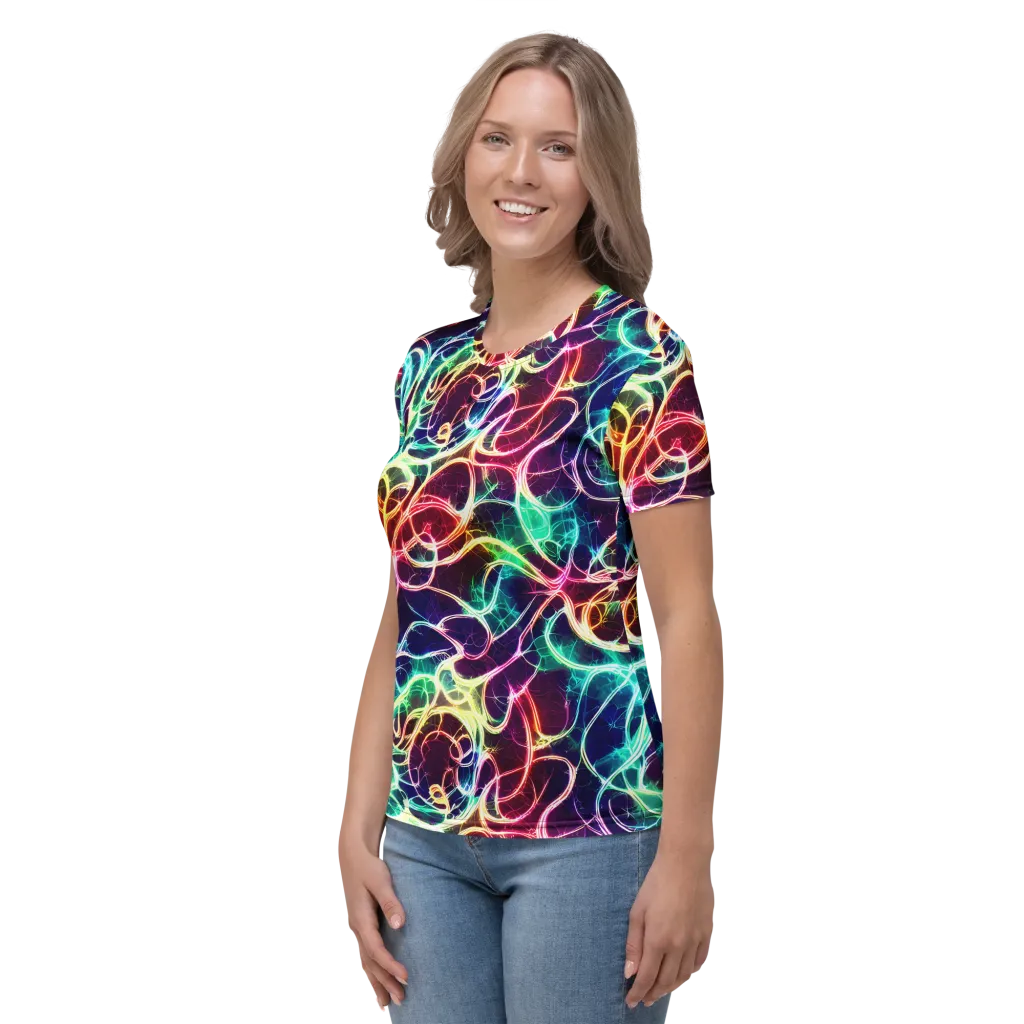Electric Lace on Women's Crew Neck T-Shirt — Left