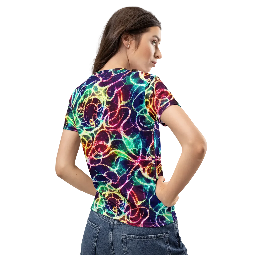 Electric Lace on Women's Crew Neck T-Shirt — Back