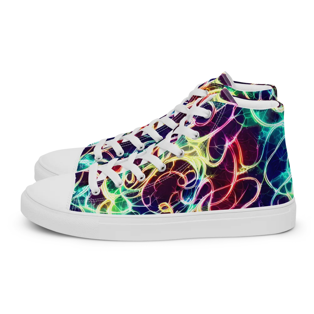 Electric Lace on Women's High Top Canvas Shoes — Left