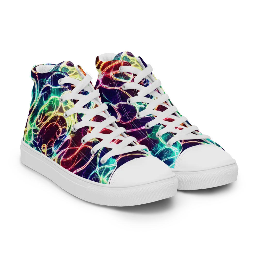Electric Lace on Women's High Top Canvas Shoes — Right Front