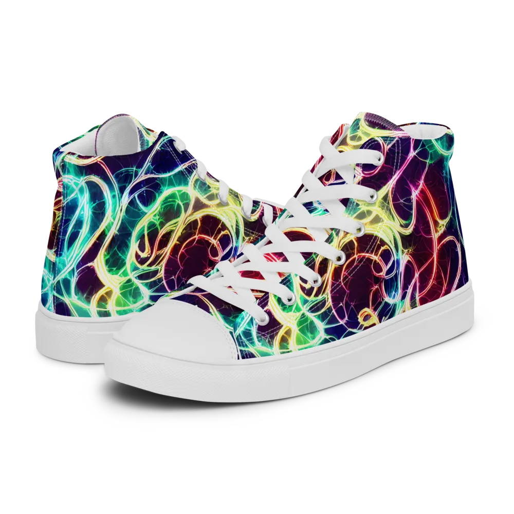 Electric Lace on Women's High Top Canvas Shoes — Left
