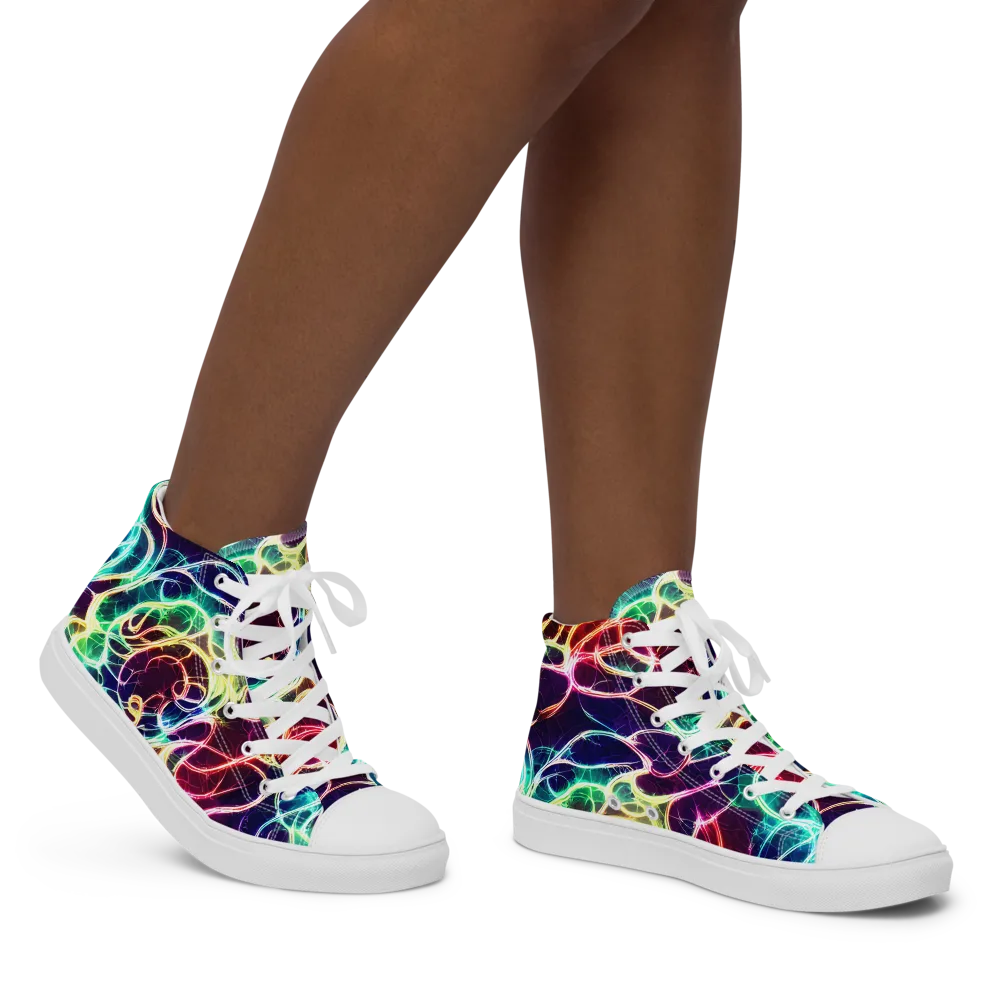 Electric Lace on Women's High Top Canvas Shoes — Right