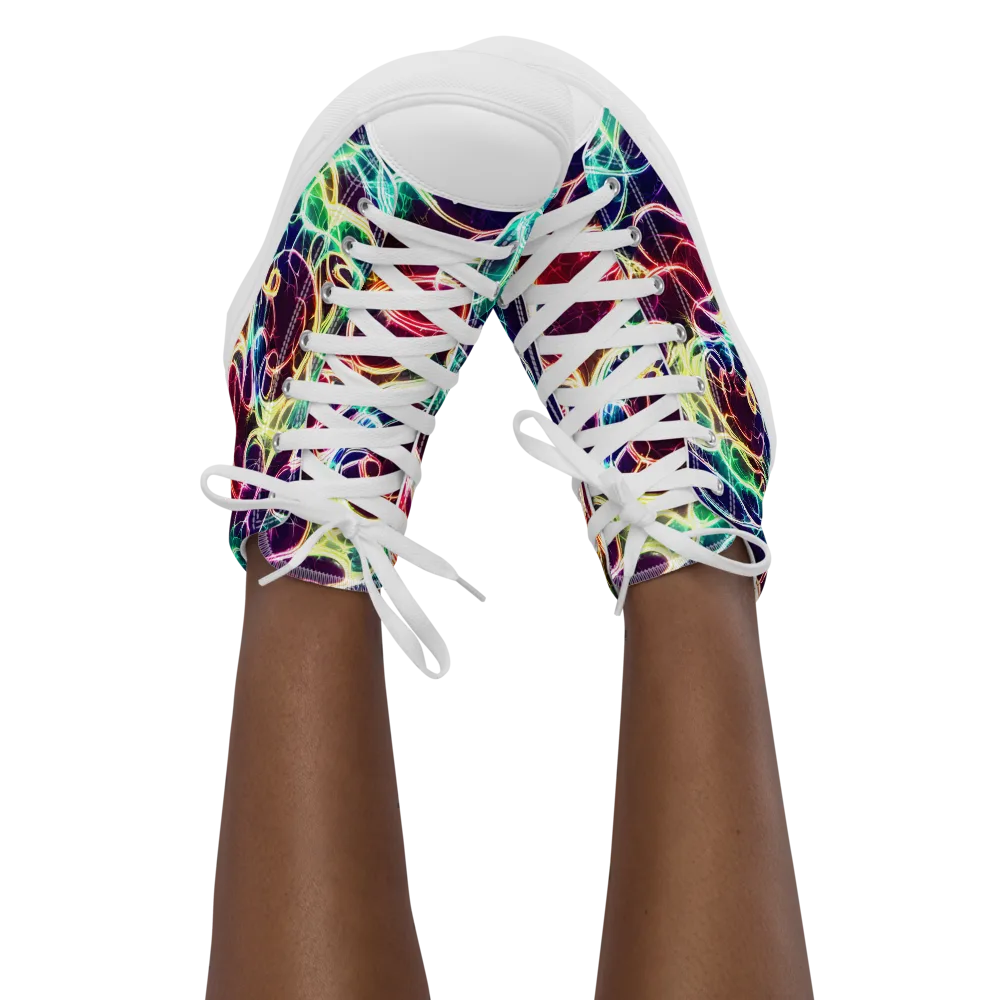 Electric Lace on Women's High Top Canvas Shoes — Front