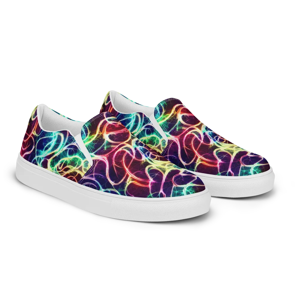 Electric Lace on Men's Slip-On Canvas Shoes — Right Front