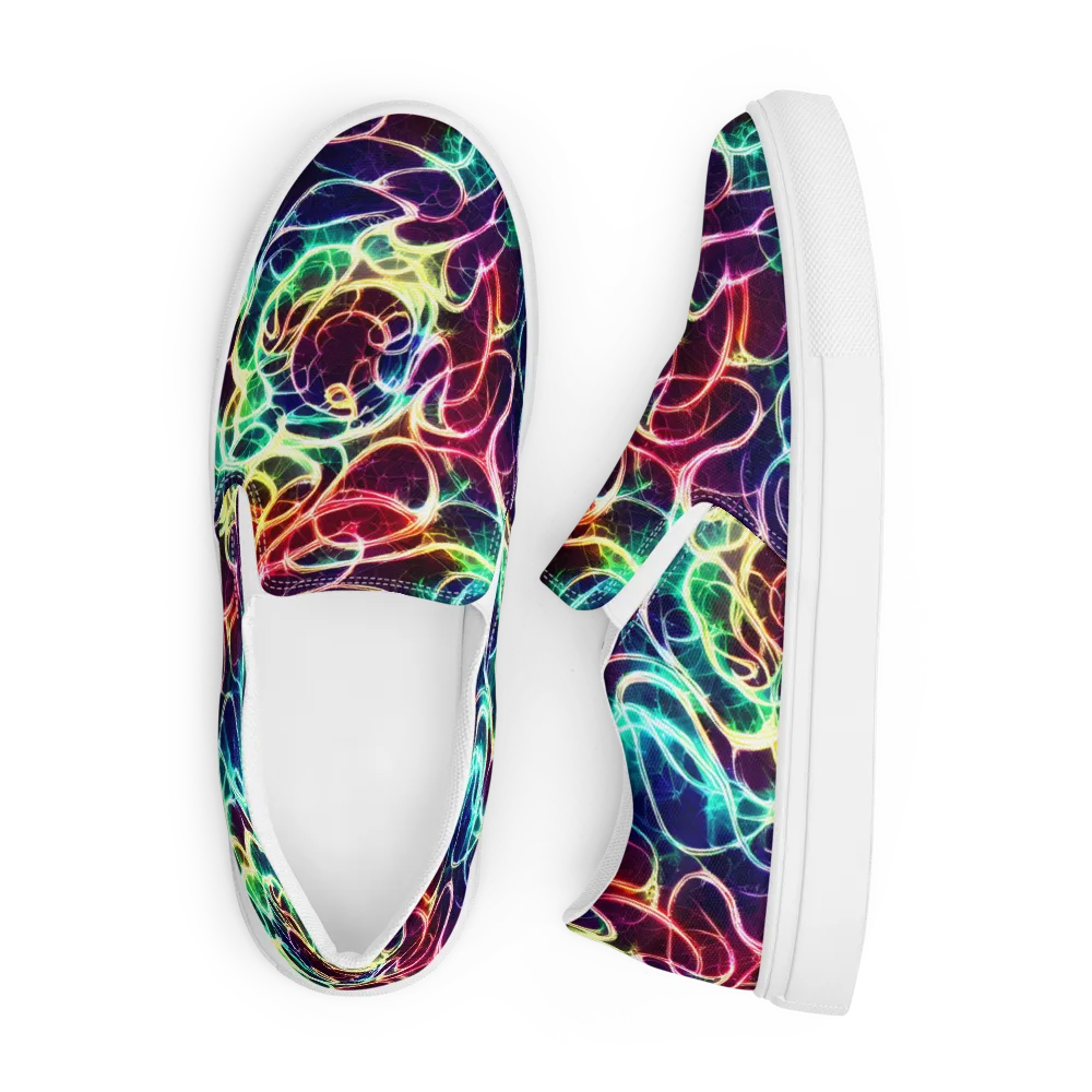 Electric Lace on Men's Slip-On Canvas Shoes — Front