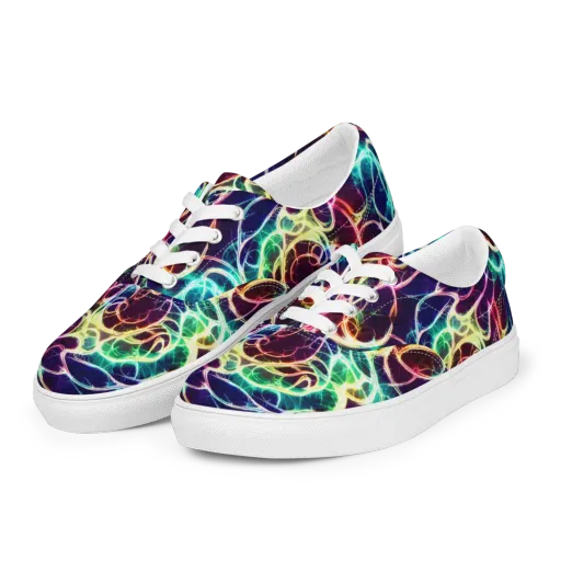 Electric Lace on a Men's Lace-Up Canvas Shoes