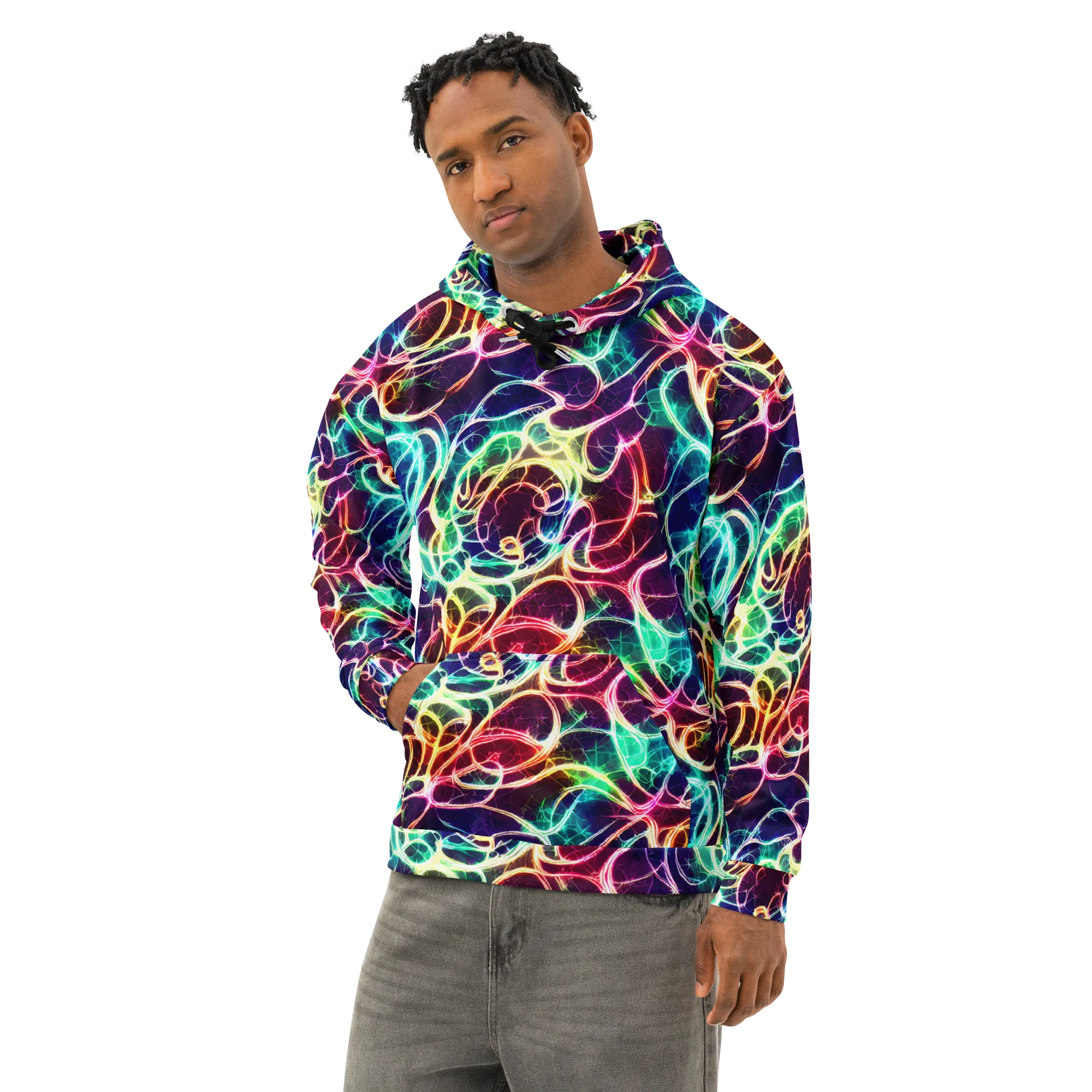 Electric Lace on Cotton Hoodie — Left Front