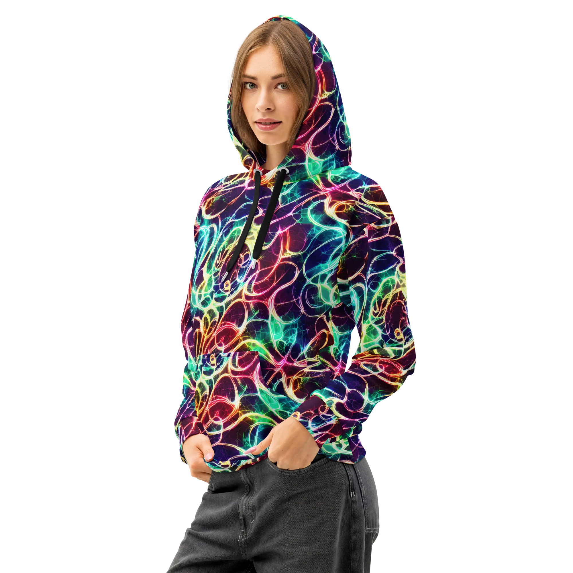 Electric Lace on Cotton Hoodie — Left Front