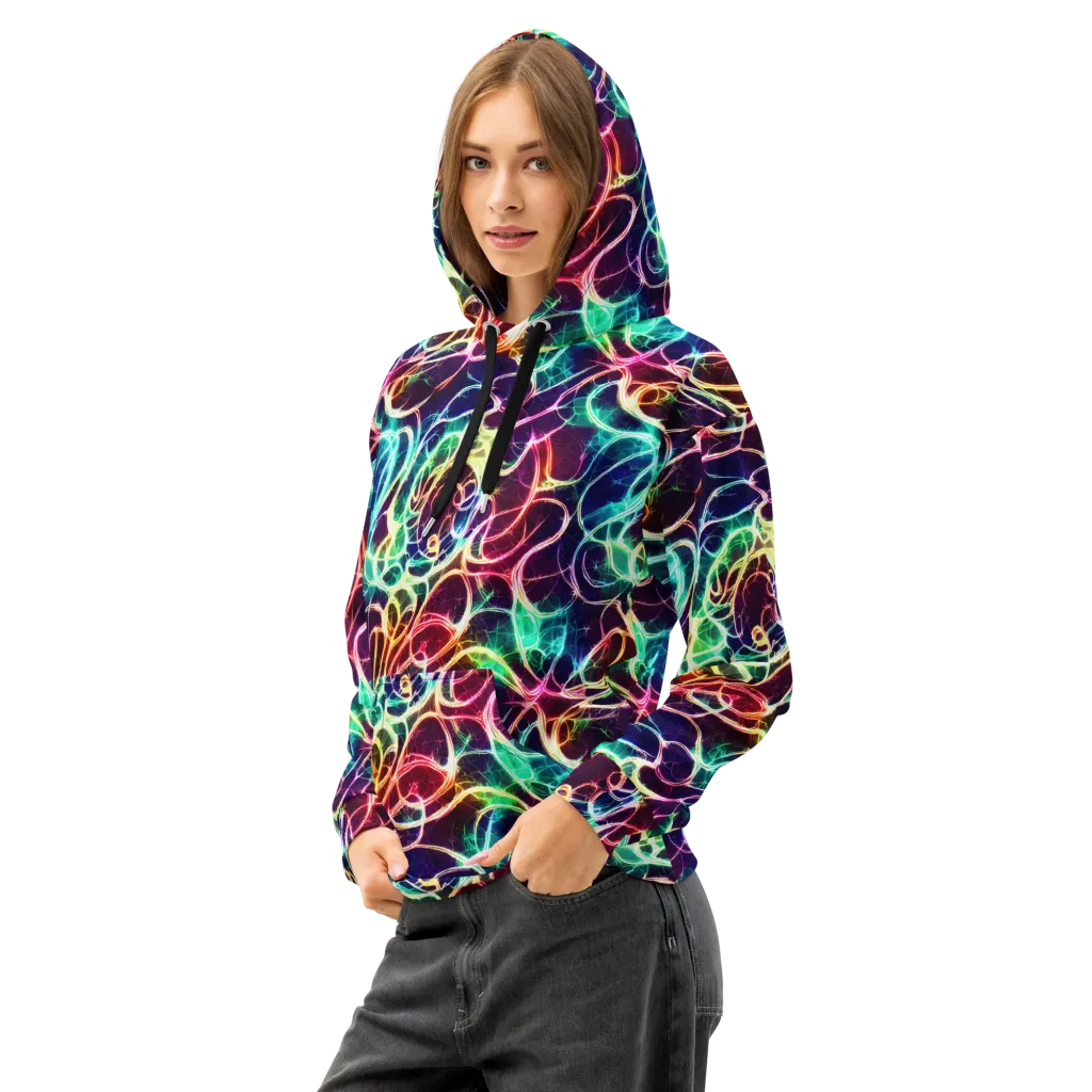 Electric Lace on Cotton Hoodie — Left Front