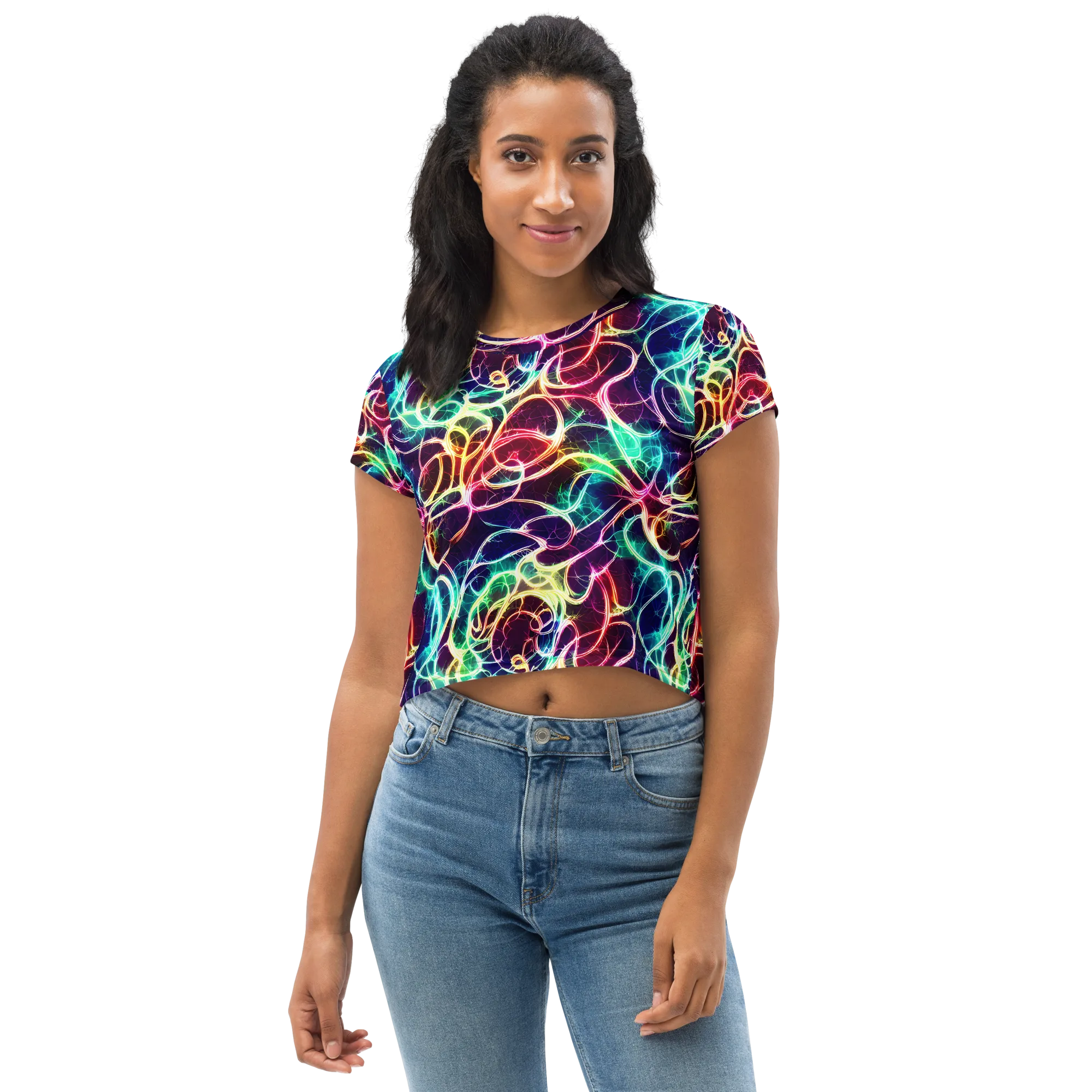 Electric Lace on Crop Tee — Front