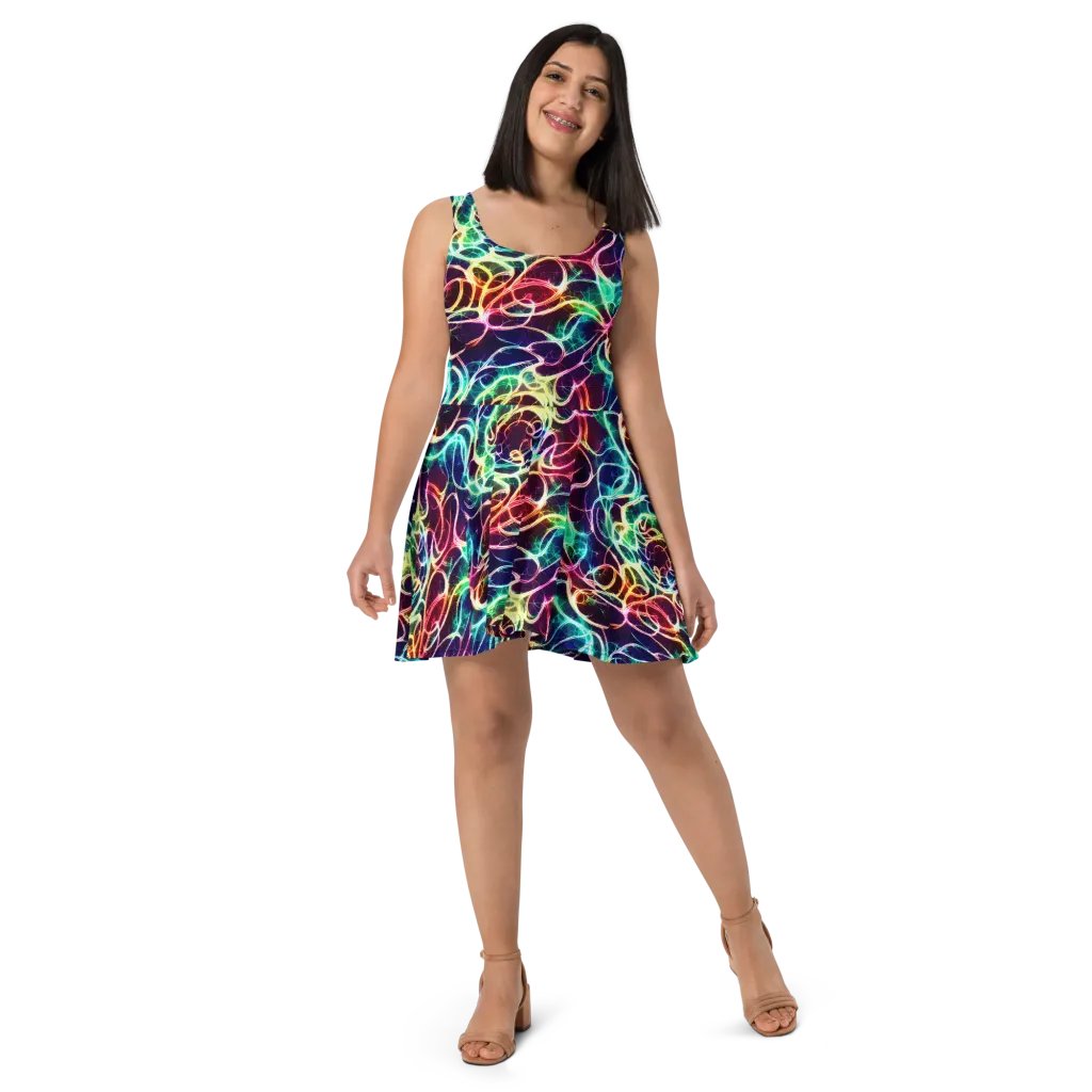 Electric Lace on Skater Dress — Front
